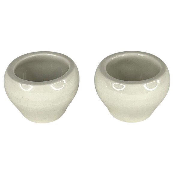 2 Vintage Hall China Open Salt Cellars White Ceramic Made In USA 1153 Dip Set - Picture 2 of 8